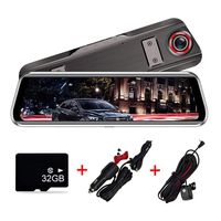 Backup Camera 9.66 inch Mirror Dash Cam, 1080P Dual Stream Media Full Touch Screen Car Camera Front and Rear Reversing Image G-Sensor Night Vision Waterproof Parking Monitor with 32GB Card