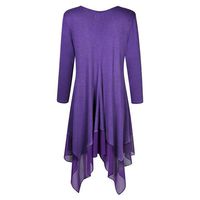 Auwer Women's Long Sleeve Loose Fit Irregular Hem T Shirt Tunic Top Plus Size Basic Solid T Shirt Dress (XL, Purple)