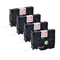 Compatible for Brother Tze132 0.47 Inch 26.2feet (12mm/8m) P Touch Laminated red on Clear Standard Replace Waterproof Label Tape Maker PT-H110/PT-D200/PT-D210/PT-D400/PT-D600/PT-1280/PT-1290(4PACK)