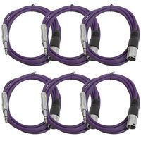 Seismic Audio SATRXL-M6Purple6 6-Feet XLR Male to 1/4-Inch TRS Patch Cables - Purple