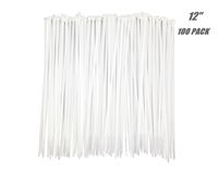 100pack Extra Heavy Duty 12 inch Standard White Cable Ties Industrial Strength Durable Outdoor Use Zip Ties