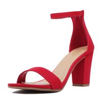 Top Moda Hannah-1 Ankle Strap High Heel Sandal Red Nubuck Open Toe Pump (8, Red/H1h)