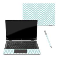 Mightyskins Skin Compatible with Hp Pavilion X360 14" (2018) - Aqua Chevron | Protective, Durable, and Unique Vinyl Decal Wrap Cover | Easy to Apply, Remove, and Change Styles | Made in The USA