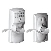 Schlage FE595 CAM 626 Acc Camelot Keypad Entry with Flex-Lock and Accent Levers, Brushed Chrome