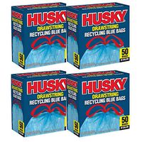 Husky HK30DS050BU 30-Gallon Drawstring Recycling Blue Bags, 50 Count (4 Pack)