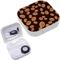 Portable Contact Lens Case Box Travel Kit Mirror + Bottle + Tweezers Container Holder [ Coffee Beans ]