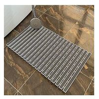 GHHZZQ Bathtub Mat Double-Sided Non-Slip Cutable Hollow-Carved Design PVC Kitchen Household Bathroom Rugs, 4 Colors, 1 cm Thick, 39x69cm (Color : Gray, Size : 39x69cm)