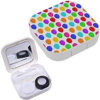 Portable Contact Lens Case Box Travel Kit Mirror + Bottle + Tweezers Container Holder [ Color Balloons Flat ]