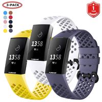 FunBand for Fitbit Charge 3 Strap Bands, Easy Adjust Breathable with Ventilation Holes Soft Silicone Sport Replacement Accessory Bracelet Straps for Fitbit Charge 3 Fitness Activity Wristband