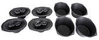 Skar Audio SK69 6" X 9" 350W 3 Way Coaxial Speakers (2 Pairs) with Two Pairs of 6" X 9" Universal Speaker Baffles