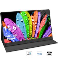 Portable Monitor, 15.6 Inch USB C Monitor 1920×1080 Full HD LCD Gaming Monitor HDR Computer Display with Type-C Mini HDMI DP for Laptop PC Phone MAC Xbox PS4 Mountable Monitor with VESA Holes