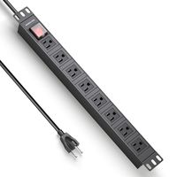 POWERADD PDU Power Strip PDU Reckmount with 8 Wide-Spaced Outlets1U Rackmount 6.5ft Heavy Duty Cord 2500W 