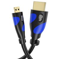 Micro HDMI Cable 10 Feet Postta Micro HDMI to HDMI Adapter Cable Support 4K,1080P,3D,Ethernet-Blue