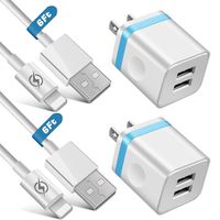 iVelltare Phone Charger 6 ft with Plug, 6 Foot Fast Charging Cable Cord and Dual Port USB Wall Charger Adapter Compatible with Phone 11/11 Pro/11 Pro Max/XS/XS Max/XR/X/ 8/7/ 6S Plus, 5S/ SE(4 in 1)