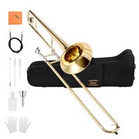 Eastar Bb Tenor Slide Trombone Brass with Hard Case Mouthpiece Cleaning Kit & Care Kit Standard Student Beginner Trombone ETB-330