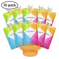 Baby Brezza Reusable Baby Food Storage Pouch - Make Organic Food Puree for Your Toddler and Store in Refillable Squeeze Pouches - Bulk Set of 10 Zipper Pouches