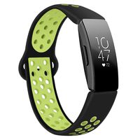 DYKEISS Compatible with Fitbit Inspire HR Fitness Tracker Sport Band, Soft Silicone Replacement Accessory Women Men Breathable Wristband Strap, Black/Fluorescent Yellow, Small