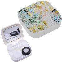 Portable Contact Lens Case Box Travel Kit Mirror + Bottle + Tweezers Container Holder [ Nature Flowers Leaves ]