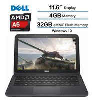 Dell Inspiron AMD A6-9220e accelerated processor 2.5GHz, 11.6 inch HD (1366 X 768) Display, 4GB DDR4 SDRAM, 32GB eMMC Flash Memory, Windows 10 (Renewed)