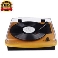 Belt-Drive Wood Turntable 3 Speed Retro&Modern DJ Vinyl LP Records Player with Stereo Speakers Supporting Vinyl to MP3 Converter (GT201)