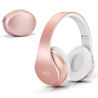 Over Ear Bluetooth Headphones, WXY Girls Wireless Headset V5.0 with Built-in Mic, Micro TF, FM Radio, Soft Earmuffs & Lightweight for iPhone/Samsung/PC/TV/Travel(Rose Gold)
