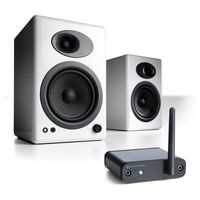 Audioengine A5+ Limited Edition Premium Powered Desktop Speaker Package (White) With B1 Bluetooth Music Receiver