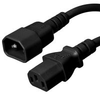 C14 to C13 Power Cord - Black, 15A/250V, 14/3 AWG, IEC 60320 - Iron Box Part # IBX-4903-02.5