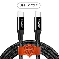 Agvee USB-C to USB-C Cable [3 Pack 6.8ft] Braided Fast Type-C to C Charger, Support PD 60W Charging Cord for Google Pixel 4/4XL/3/3XL/2/2XL/3a/3a XL, iPad Pro 11/12.9 2018, Case Friendly, Black