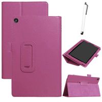 Iusun for Amazon Kindle Fire HD 8'' 8thTablet Case,Lightweight Shockproof Case Cover Hybrid Rubber Trifold Stand PU+Leather Magnetic Solid Protective Shell/Skin (Purple)