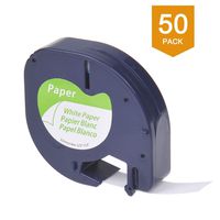 NineLeaf Replacement 10697 (91330 S0721510) LetraTag Refills 1/2 Inch x 13 Feet (12 mm x 4 m) Self-Adhesive Paper Label Tape Compatible for Dymo LetraTag LT-100T Label Makers Black on White 50 Pack