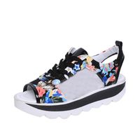 Woman Sandals,AIMTOPPY Spring Summer Ladies Woman Straps High Pattern Fish Mouth Printing Shoes Gladiator Sandals (US:7, Black)