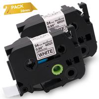 Replace TZe-251 Brother P Touch Label Tape Compatible with Ptouch Label Maker Machine, PT-P700 PT-D600 PT-P900W PT-P950NW, 24mm 1 inch TZe251, Black on White, 2-Pack