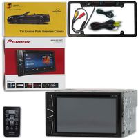 Pioneer AVH-G215BT Car Audio Double Din 2DIN 6.2 Touchscreen DVD MP3 CD Stereo Built-in Bluetooth with DiscountCentralOnline FL09BK Full License Plate Night Vision Waterproof Back-up Camera