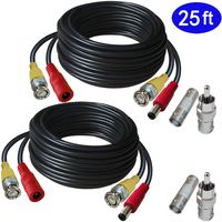 SIOCEN Security Camera Cable 25ft All-in-One BNC Video Power Cable,2-in-1 BNC Extension Wire Cord with BNC Connectors and RCA Adapters for CCTV Camera AHD-TVI DVR Surveillance Security System Wiring