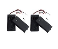 Black Plastic 2 x 1.5V AA Battery Box Case Cell Holder Spring Clip Wire Leads (2)