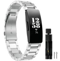 Valchinova Compatible with Fitbit Inspire Band Replacement Women Premium Stainless Steel Metal Inspire HR Bracelet Wristband Strap Accessory (Silver)