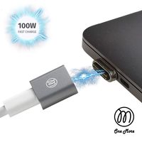 Magnetic USB C Adapter, 20 Pins, Type C Connector, 100W PD Charging, 10 GBP/s, 4K@60Hz, Compatible with MacBook [Onemore] Space Gray, Square-Type