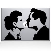 Lucy and Ricky Kissing Apple (I Love Lucy) - Vinyl - 6" Tall (Color: Black) Decal Laptop Tablet Skateboard car Windows Stickers