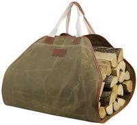 INNO STAGE Canvas Log Carrier Bag,Durable Wood Tote,Fireplace Stove Accessories,Extra Large Firewood Holder with Handles for Camping Khaki