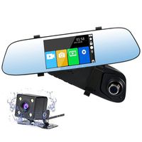 FANZY 5 inch Touch Screen Mirror Video Recorder | Dual Camera Dash Cam Front and Rearwith G-Sensor, Parking Mode, Loop Recording + Night Vision Rearview Cam (5 inch)