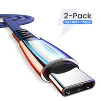 AINOPE USB C Cable 3A Fast Charge 2 Pack / 6.6FT, USB-A 2.0 to USB-C Cable,Stylish SR Design Durable Cloth Fabric Cord Compatible with Samsung Galaxy S9 S8 Note 9 8,LG V20 V30 G5-Blue
