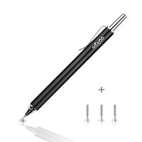 Mixoo Retractable Disc Stylus Pen for Touch Screens, Compatible for iPad iPhone Samsung Phone &Tablets, Perfect for Drawing and Handwriting, Bundle with 3 Replacement Tips (Black)