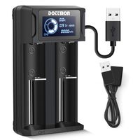 DOTTMON Intelligent LCD Display Universal Battery Charger for Rechargeable Batteries Li-ion 18650 18490 18350 17670 17500 16340(RCR123) 14500 26650 21700, Ni-MH/Ni-Cd A AA AAA SC C D Batteries