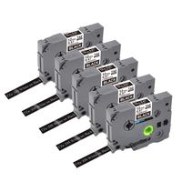5-Pack TZe-335 White on Black Replace Brother TZe Tape 12mm 0.47 Inch Lminated Tape for Brother Label Makers PTD200 PTH110 PTP300BT, 26.2 Feet (8M)