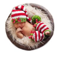 Newborn Baby Photo Props Outfits Crochet Christmas Hat Socks for Boy Girls Photography Shoot