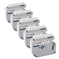 Replace P-touch Brother Clear M Tape MK131 M-K131 M-131 Label Tape,Compatible for Brother P Touch PT-70BM,PT-M95,PT-90,PT-70,PT-65,PT-70SR,PT-85, 1/2 Inch x 26.2 Feet(12mm x 8m),Black on Clear, 5 Pack