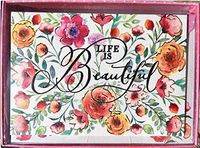 Punch Studio Window Boxed Set of 12 Blank Floral Note Cards ~ Life is Beautiful 74576