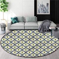 RUGSMAT Ikat Warm Soft Cotton Luxury Plush Baby Rugs,Funky Ornamental Ogee Motif Perfect for Any Room, Floor Carpet Round-63