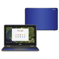 MightySkins Skin Compatible with Dell Chromebook 11" 3180 - Blue Carbon Fiber | Protective, Durable, and Unique Vinyl Decal wrap Cover | Easy to Apply, Remove, and Change Styles | Made in The USA