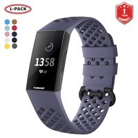 FunBand for Fitbit Charge 3 Strap Bands, Easy Adjust Breathable with Ventilation Holes Soft Silicone Sport Replacement Accessory Bracelet Straps for Fitbit Charge 3 Fitness Activity Wristband